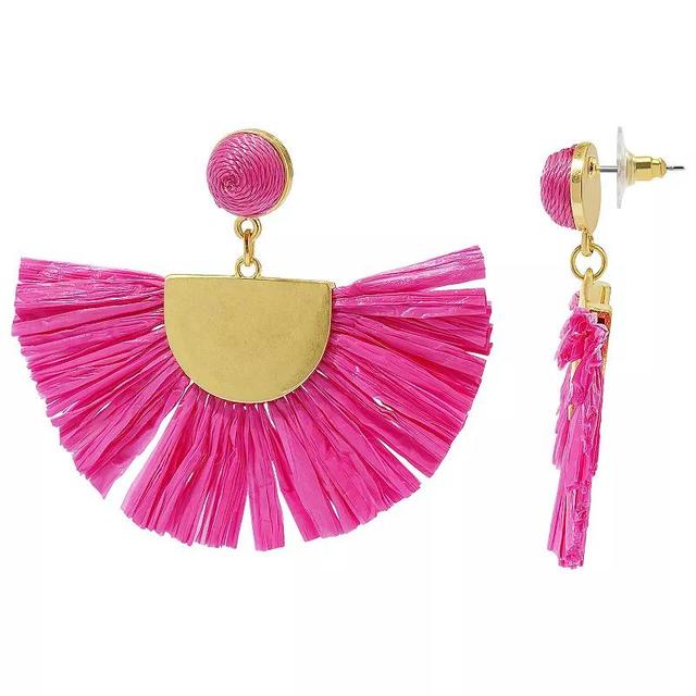 Sonoma Goods For Life Gold Tone Raffia Fan Drop Earrings, Womens, Pink Product Image