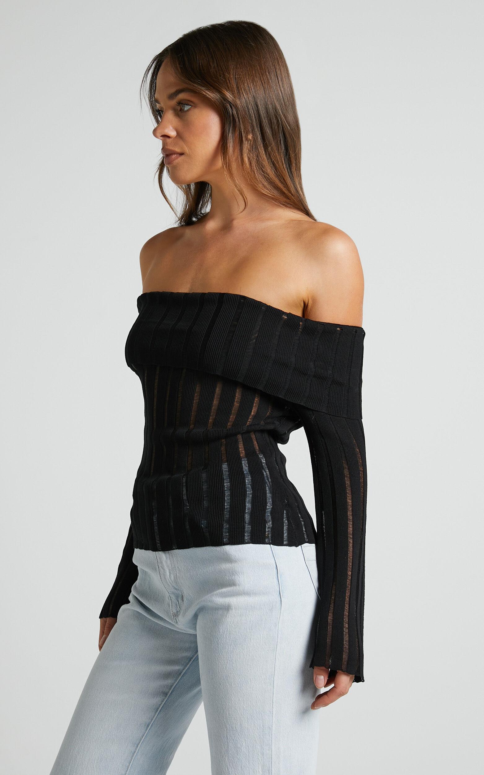 Kailah Top - Off the Shoulder Knit Top in Black Product Image