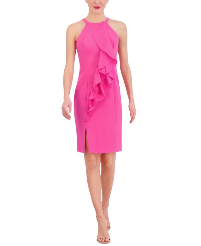 Women's Laguna Crepe Bodycon Front-Ruffle Dress Product Image