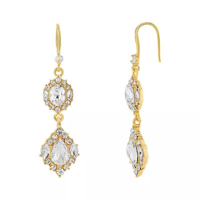 Emberly Gold Tone Crystal Double Marquise Drop Earrings, Womens, Yellow Gold Tone Product Image