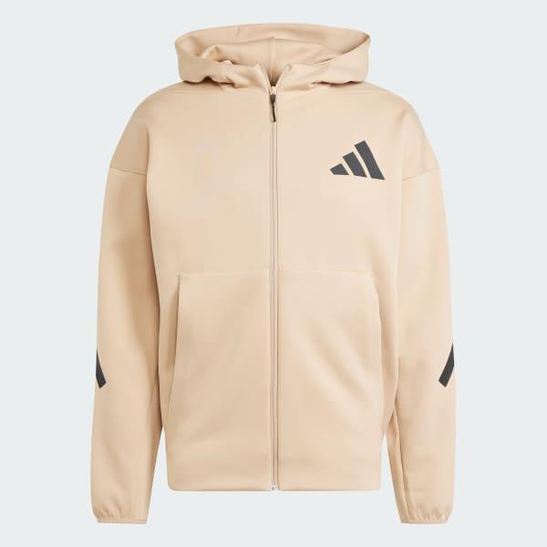 adidas Z.N.E. Full-Zip Hooded Track Jacket White S Mens Product Image