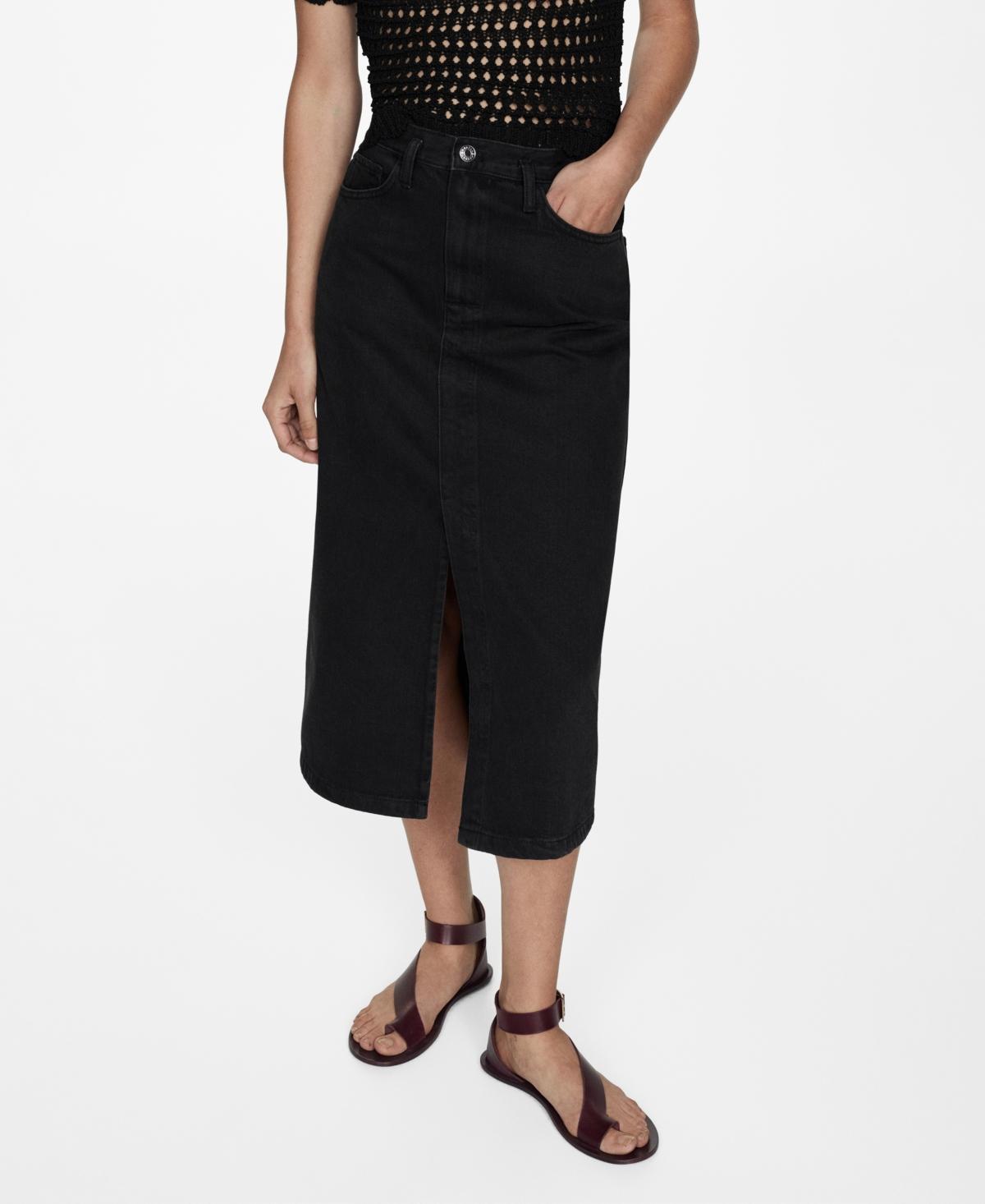 Mango Womens Slit Denim Skirt Product Image