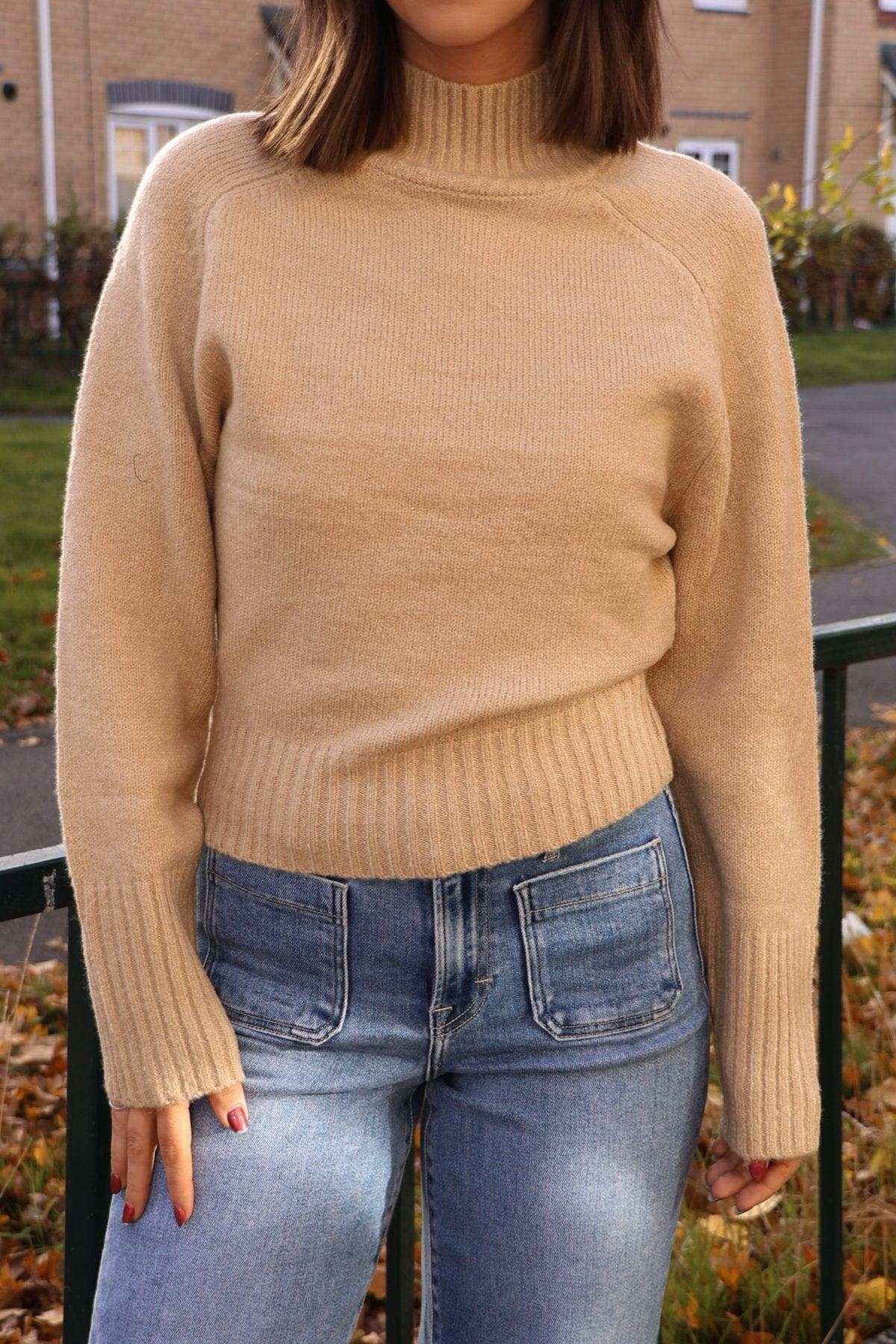 Noel Mock Neck Sweater - Dark Taupe Product Image