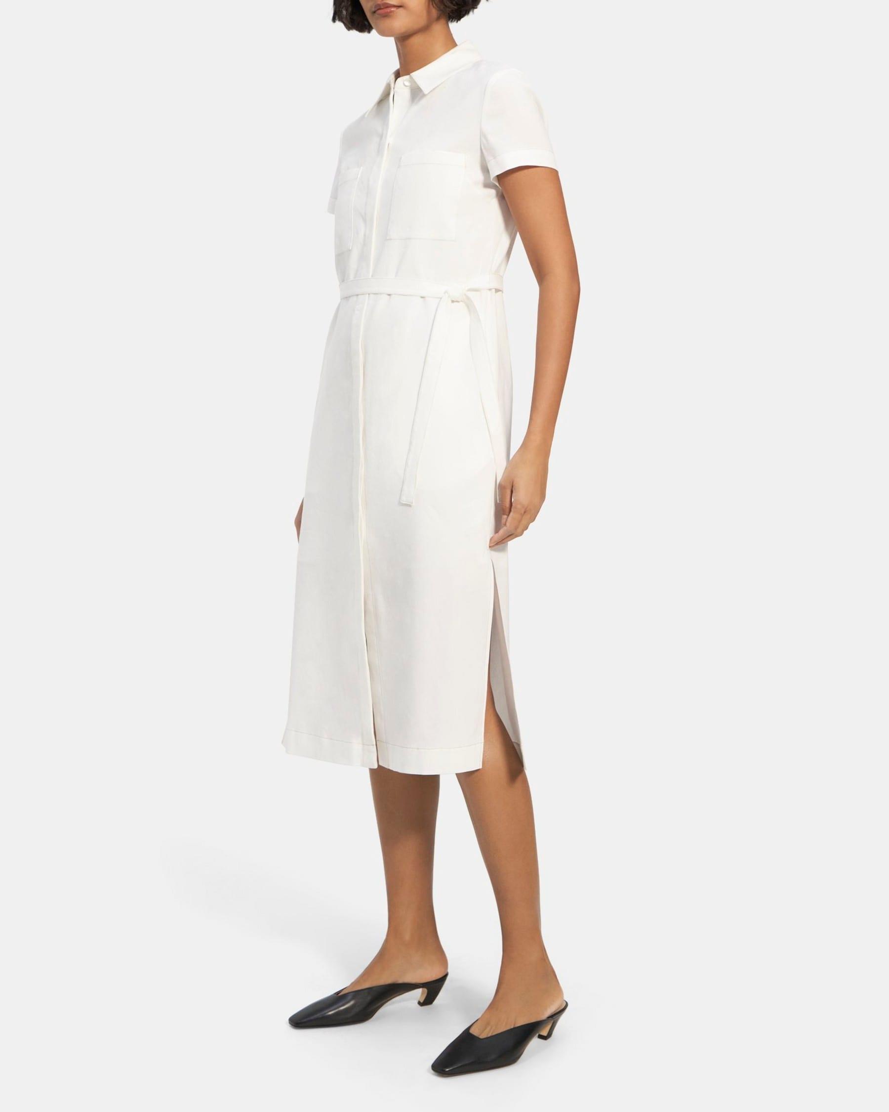 Short-Sleeve Shirt Dress in Linen Product Image