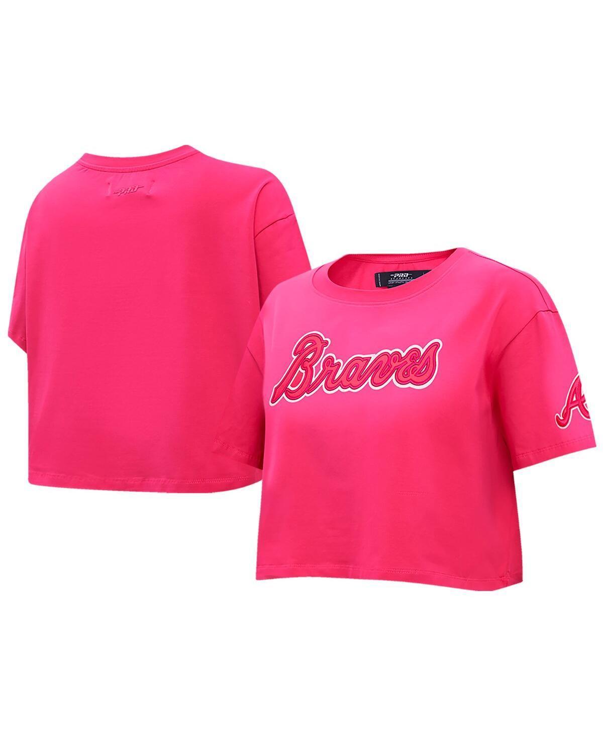 Womens Pro Standard Pink Atlanta Braves Triple Pink Boxy Cropped T-shirt Product Image