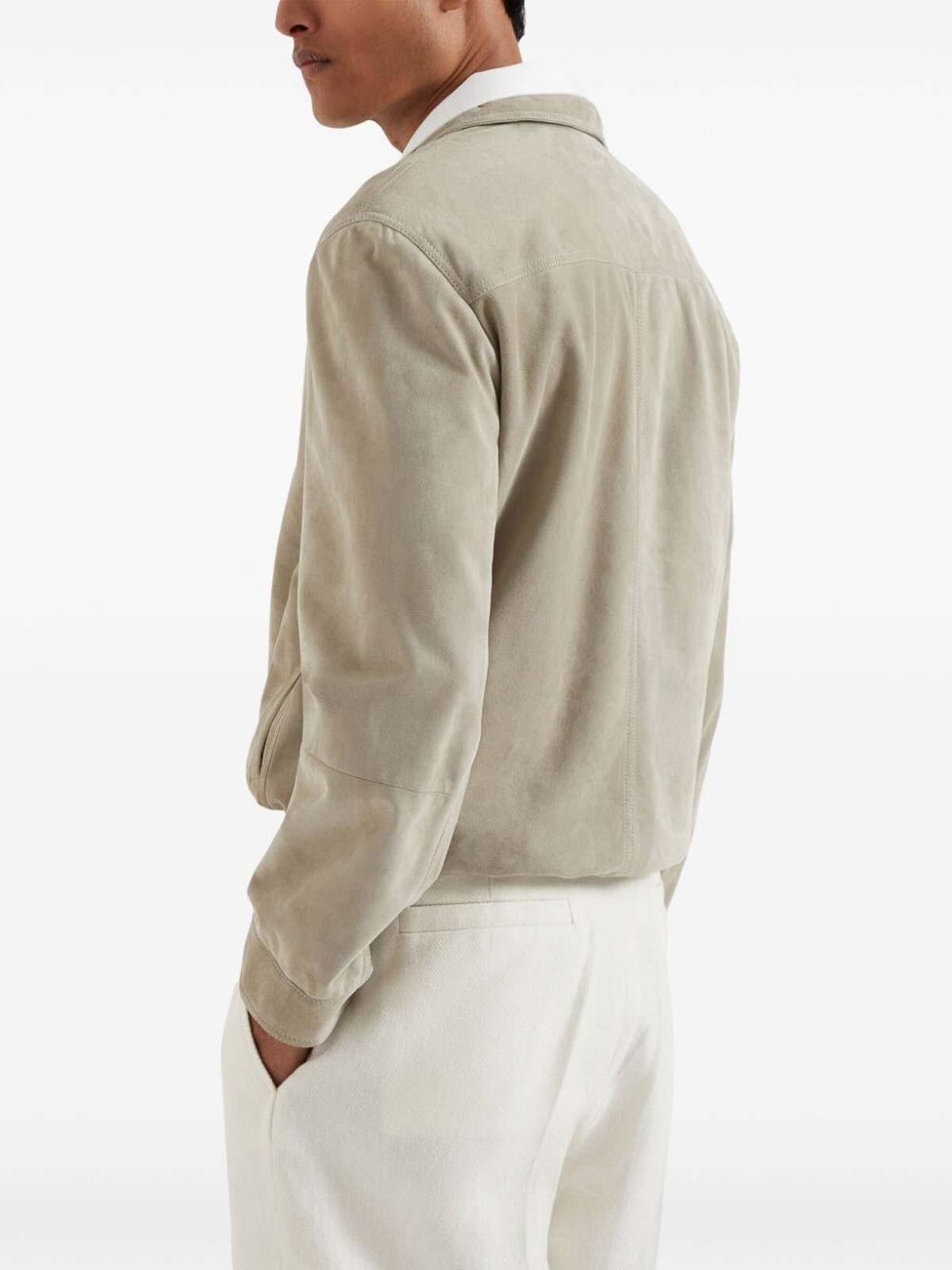 BRUNELLO CUCINELLI Suede Jacket In Beige Product Image