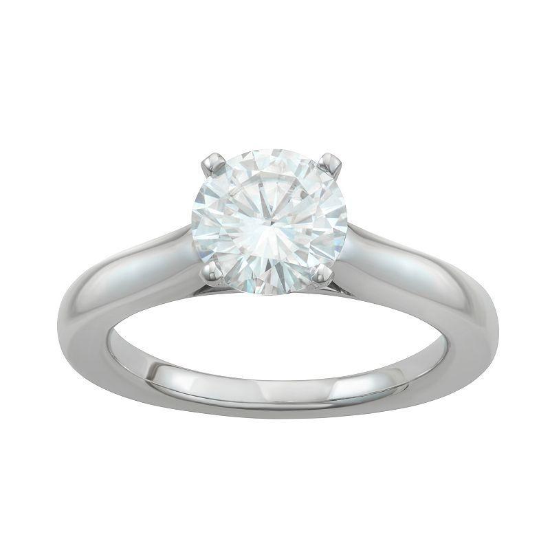 Charles & Colvard 14k White Gold 1 9/10 Carat T.W. Lab-Created Moissanite Solitaire Engagement Ring, Womens Product Image