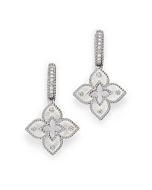 Womens Petite Venetian 18K White Gold Diamond Earrings Product Image