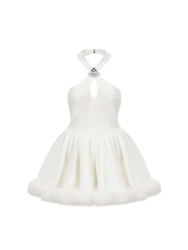 Juliet Velvet Halter Dress (White) Product Image