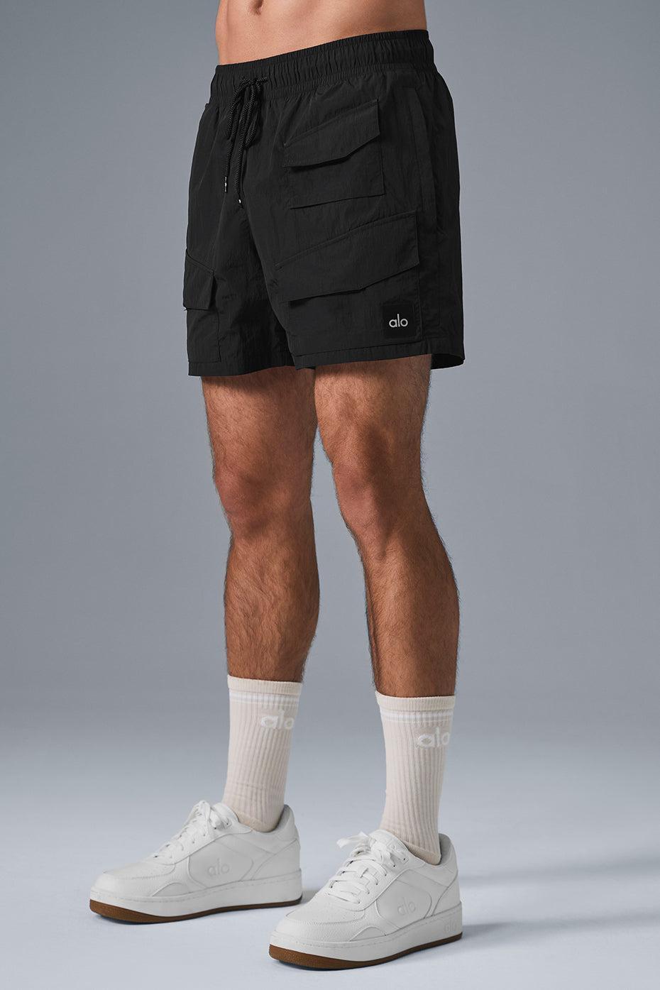 7" Crinkle Nylon Excursion Cargo Short - Black Male Product Image