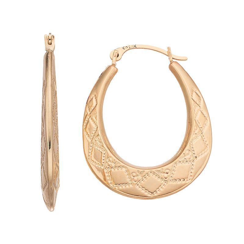 Forever 14K Oval Hoop Earrings, Womens, 14k Gold Product Image