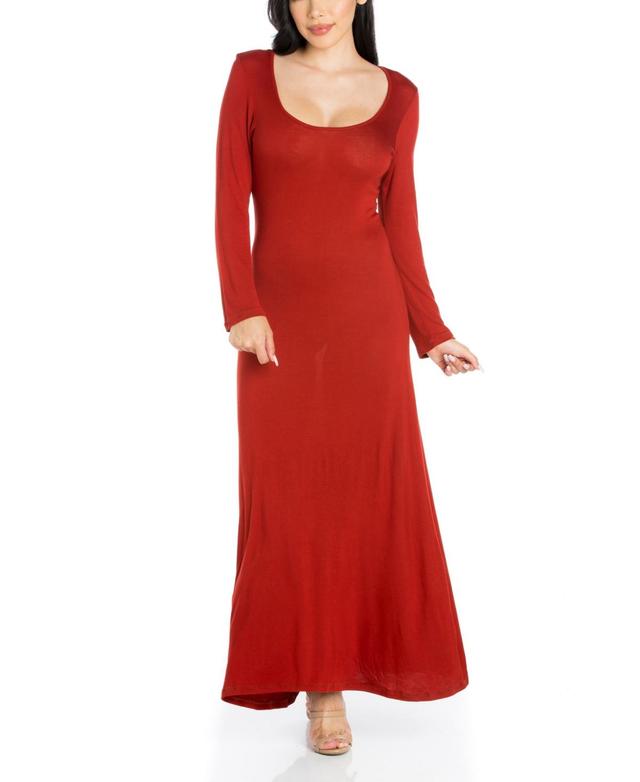 24seven Comfort Apparel Womens Long Sleeve T-Shirt Maxi Dress Product Image