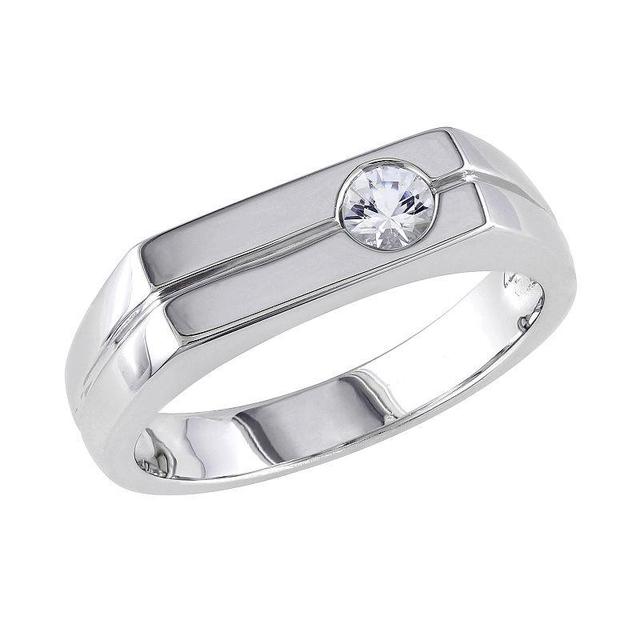 Stella Grace Sterling Silver White Sapphire Mens Wedding Band Silvertone Product Image