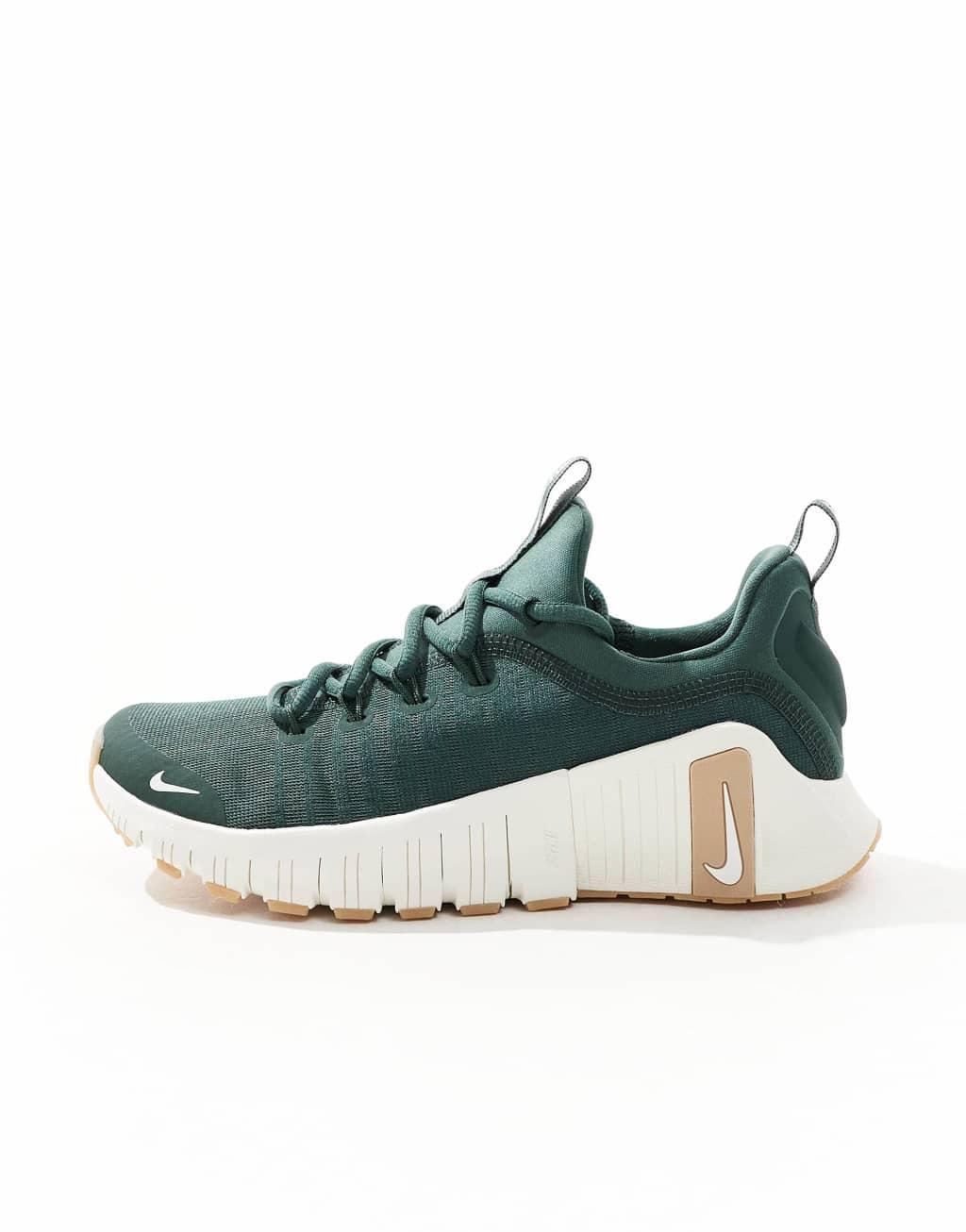 Nike Training Free Metcon 6 sneakers in dark green and white Product Image