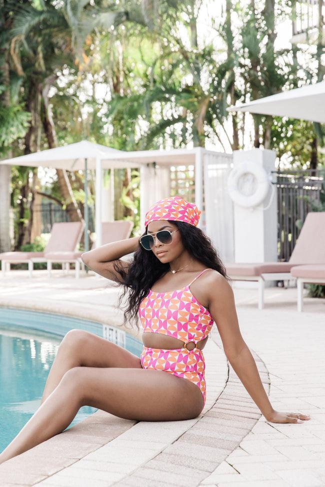 You Can't Swim With Us in Geometric Glam One Piece Swimsuit FINAL SALE Product Image