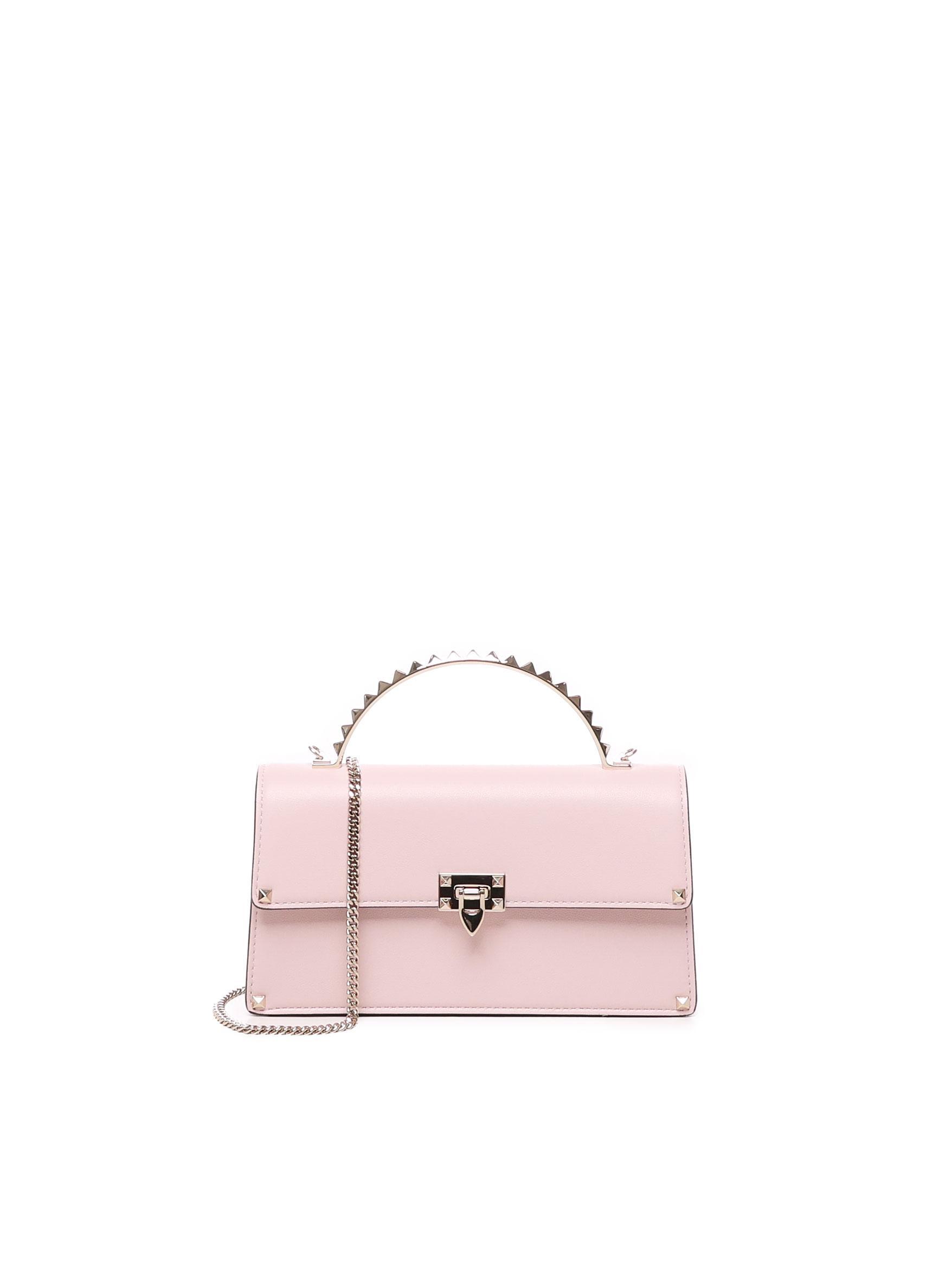 VALENTINO GARAVANI Rockstud Foldover Top Tote Bag In Pink Product Image