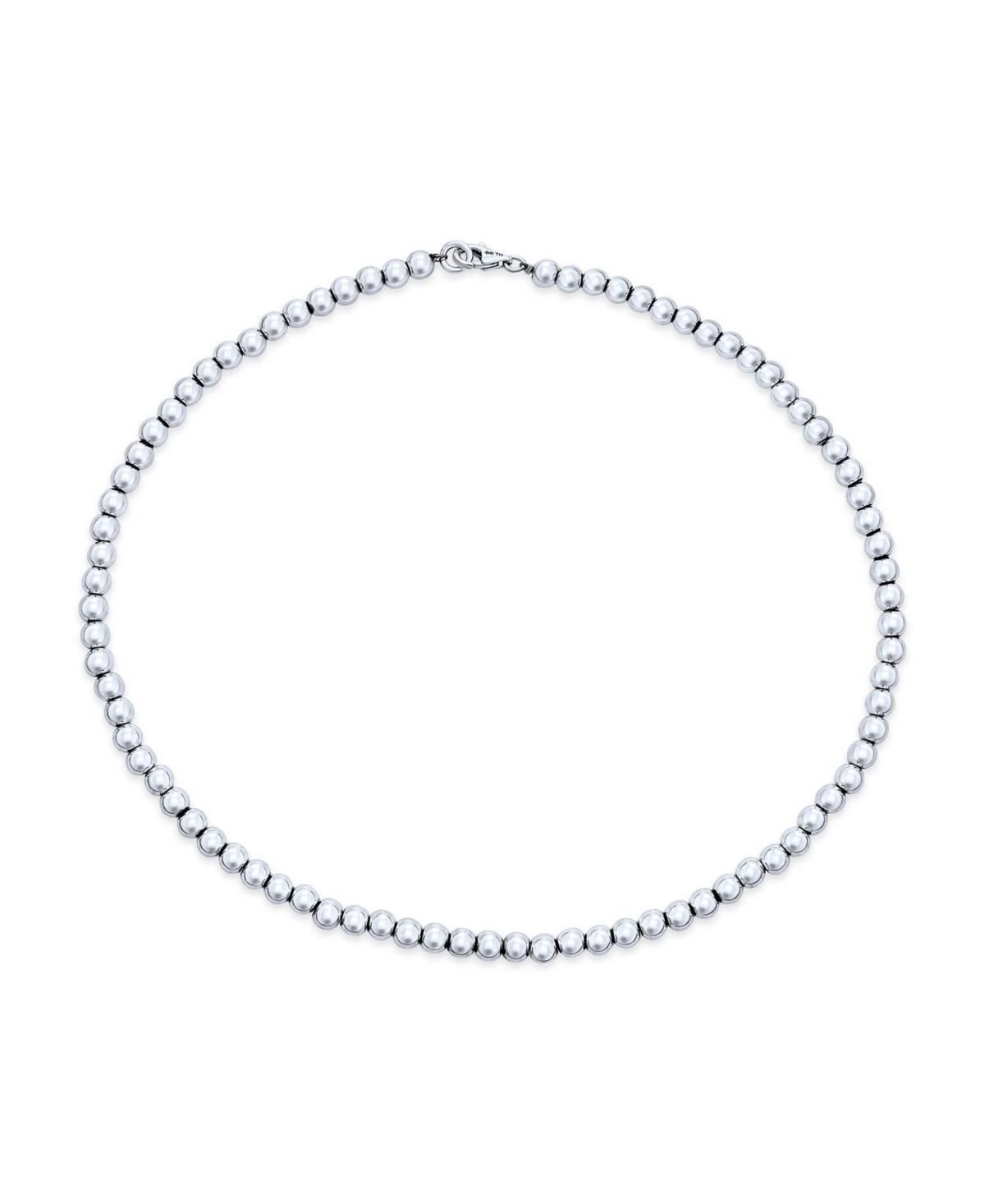 Bling Jewelry Simple Sterling Silver Small 6MM Round Bead Station Ball Necklace For Women Shinny 18 Inch Product Image