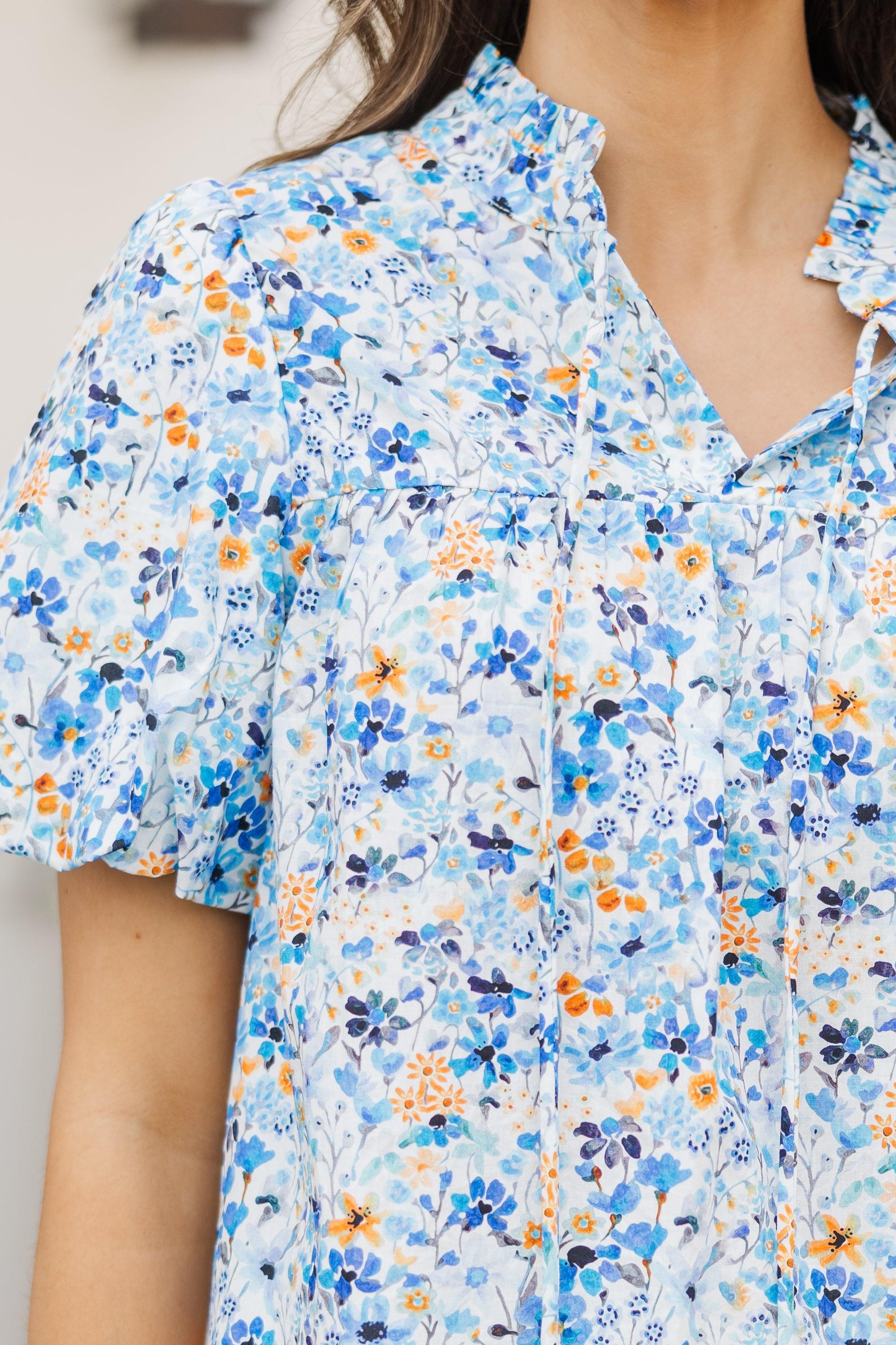 Remember You Well Blue Floral Blouse Female Product Image