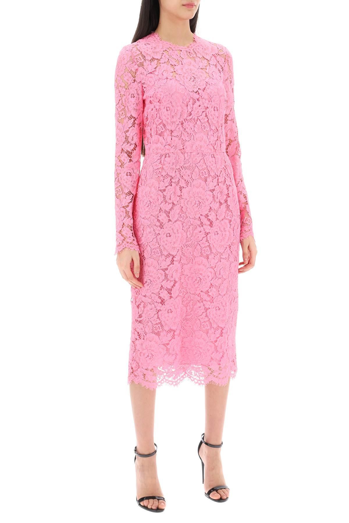 Floral Lace Long-sleeve Midi Dress In Pink & Purple Product Image