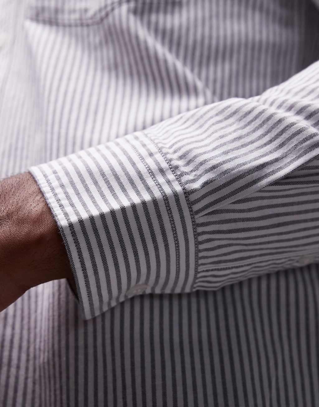 ARKET oxford shirt in gray pinstripe Product Image