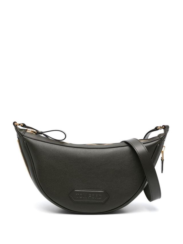 TOM FORD Crescent Leather Shoulder Bag In Green Product Image