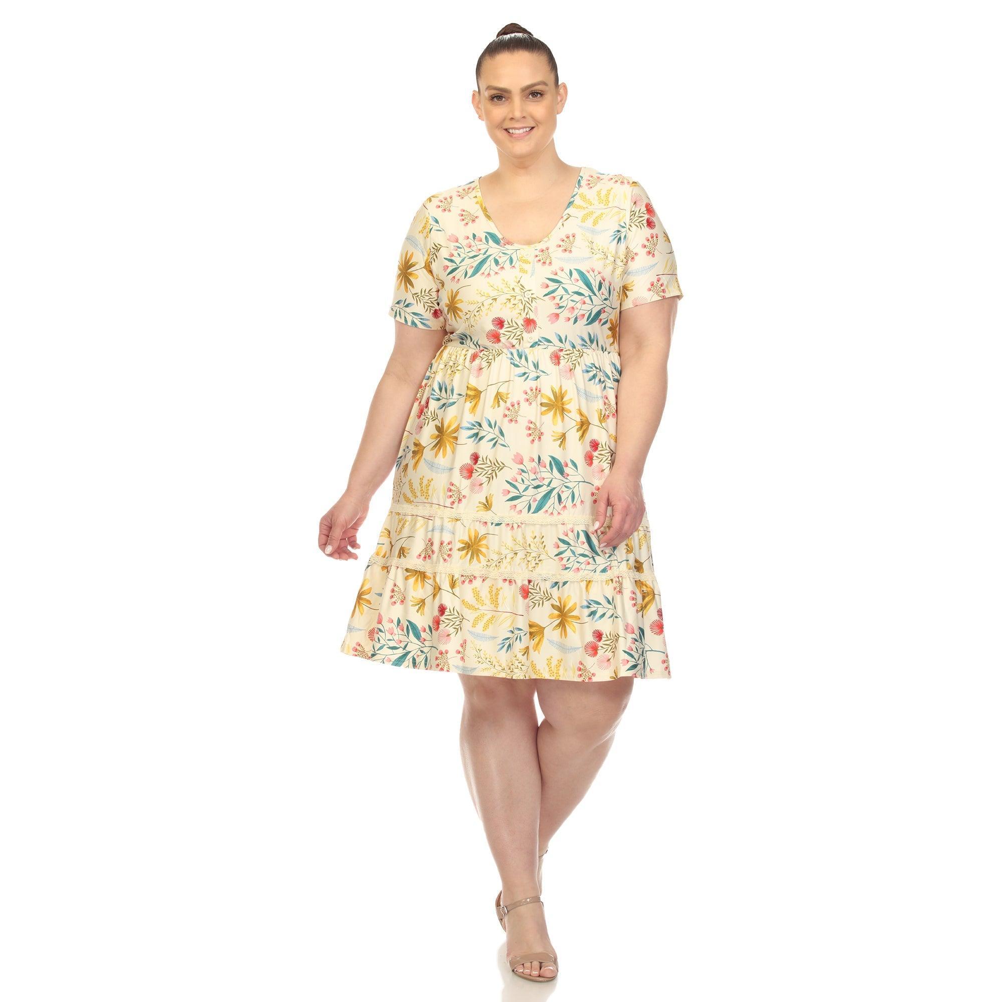 Floral Short Sleeve Knee Length Dress - Plus Product Image