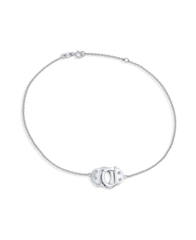 Bling Jewelry Handcuff Interlocking Hotwire Anklet Lucky Charm Anklet Link Ankle Bracelet For Women .925 Sterling Silver Adjustable 9 To 10 Inch With Product Image