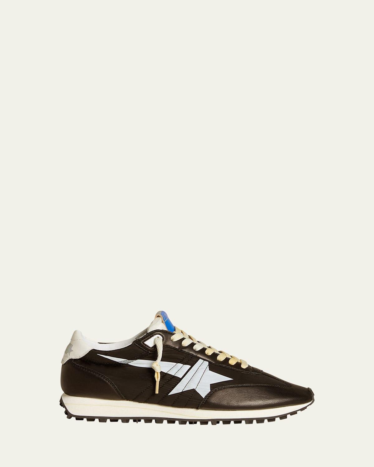 Mens Marathon Nylon and Leather Low-Top Sneakers Product Image