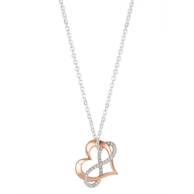 Brilliance Two-Tone Love Crystal Heart & Infinity Pendant Necklace, Womens Two Tone Product Image