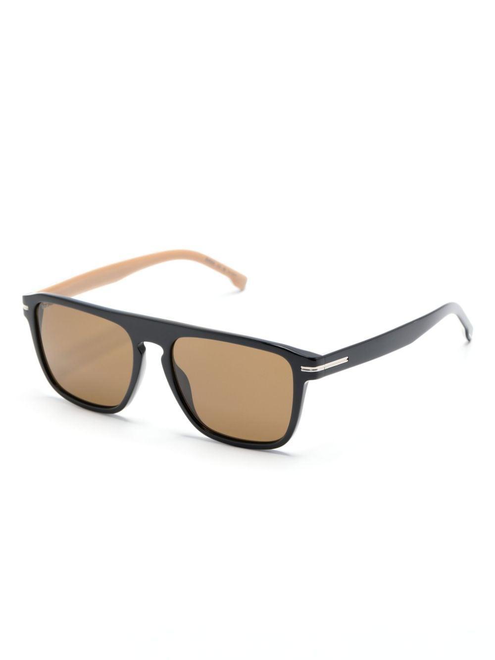 HUGO BOSS Rectangle-shape Tinted Sunglasses In Black Product Image