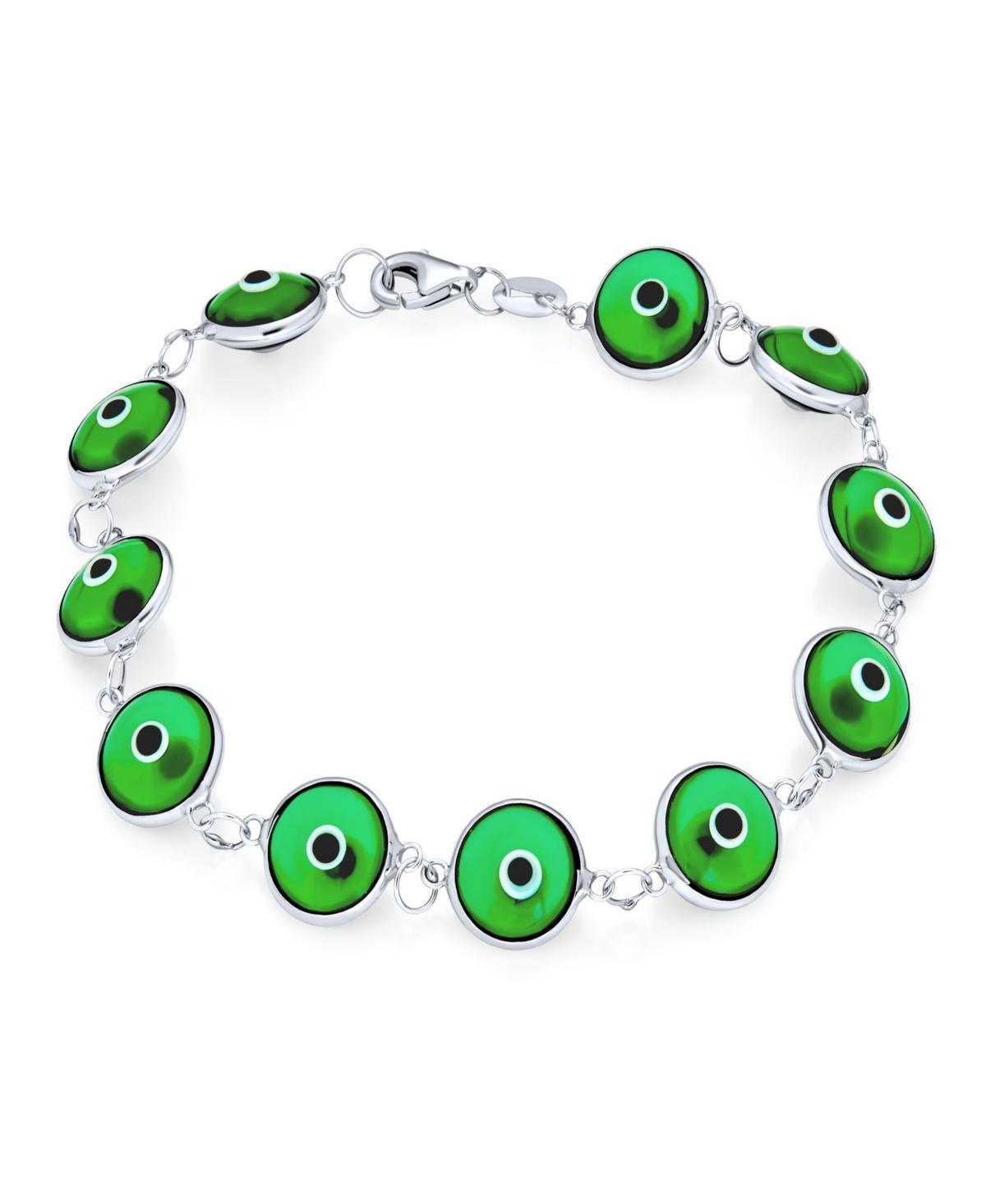 Bling Jewelry Protection Good Luck Amulet Turkish Translucent Green Glass Bead Evil Eye Bracelet For Women Sterling Silver 7 Inch Product Image