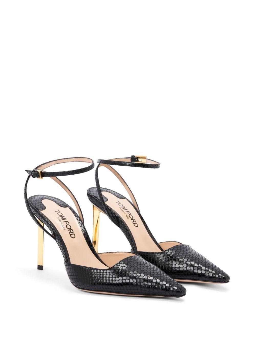 TOM FORD Glossy Stamped Python Slingback In Black Product Image