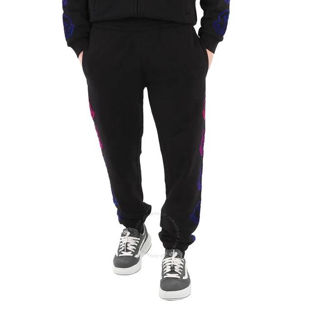 Men's Black Logo Print Cotton Track Pants Product Image