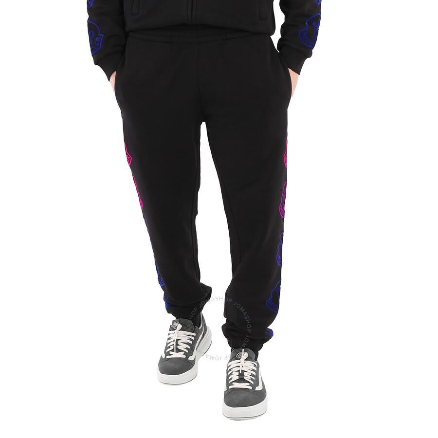 Men's Black Logo Print Cotton Track Pants Product Image