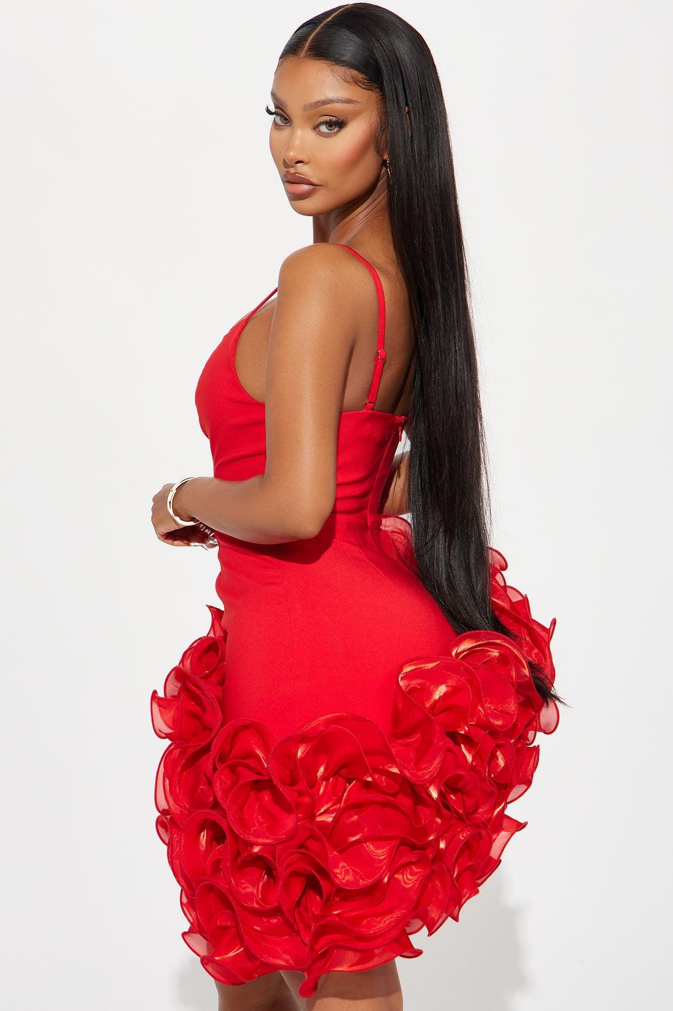 Bossa Nova Ruffle Mini Dress - Red Product Image