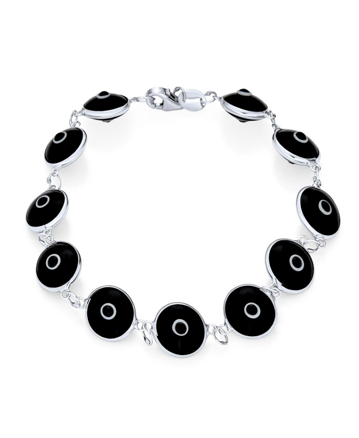 Bling Jewelry Protection Good Luck Amulet Turkish Glass Bead Evil Eye Bracelet For Women Sterling Silver Black White 7 Inch Product Image