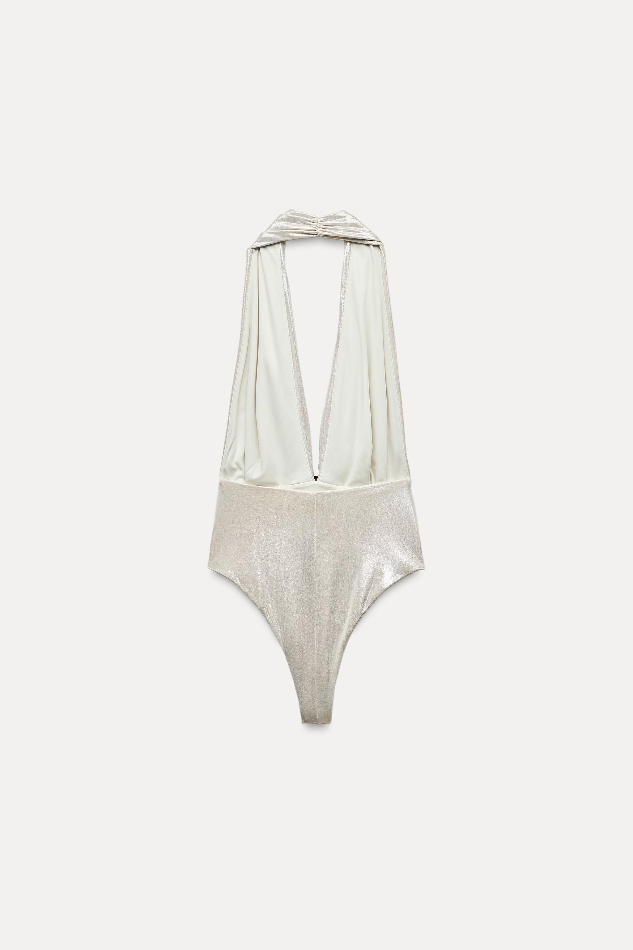 CONCH SHELL FOIL HALTER BODYSUIT Product Image