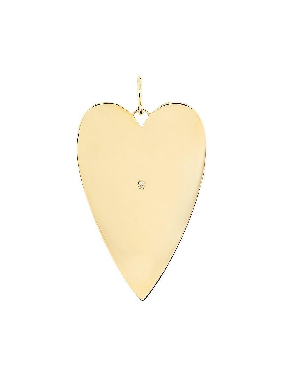 Womens 14K Yellow Gold & 0.01 TCW Diamond Heart Pendant Product Image