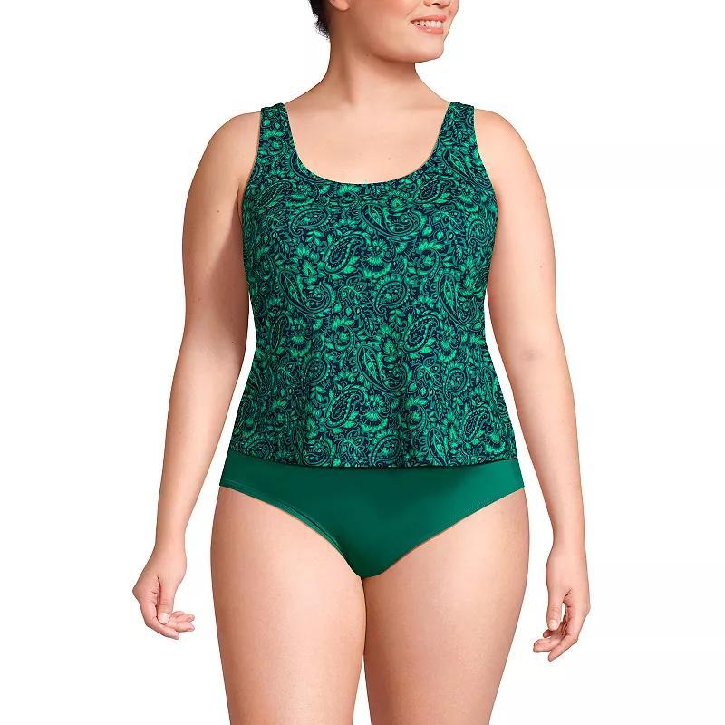 Plus Size Lands End Chlorine Resistant Scoop Neck One Piece Fauxkini Swimsuit, Womens Product Image