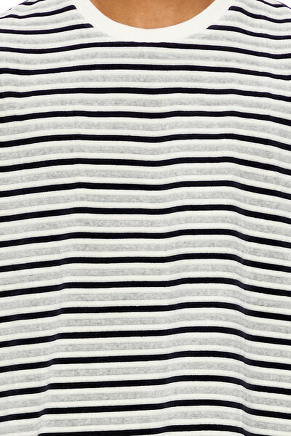 Oversized Textured Velour Stripe Crew Tee | Forever 21 Product Image