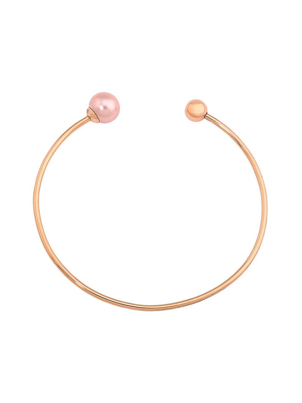 Womens Aura 18K Rose Gold-Plated & 8MM Faux Pearl Flexible Bracelet Product Image