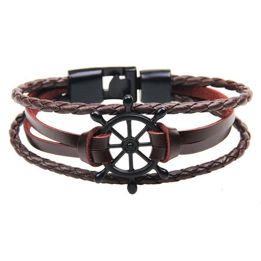 Rudder Genuine Leather Layered Bracelet Product Image