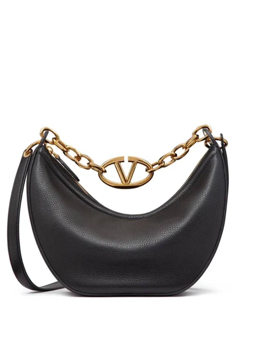 VALENTINO GARAVANI V Logo Moon Small Leather Hobo Bag Product Image