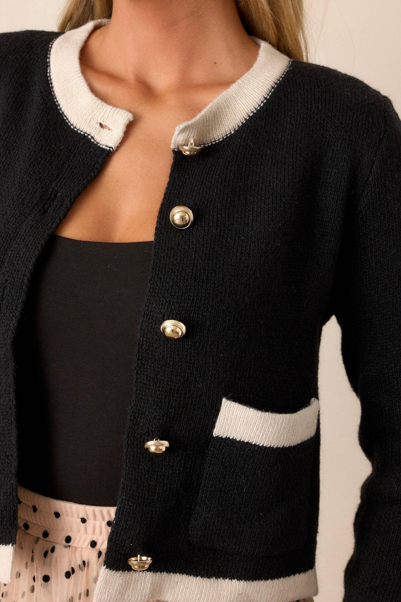 Champagne Clouds Black Cropped Cardigan Product Image