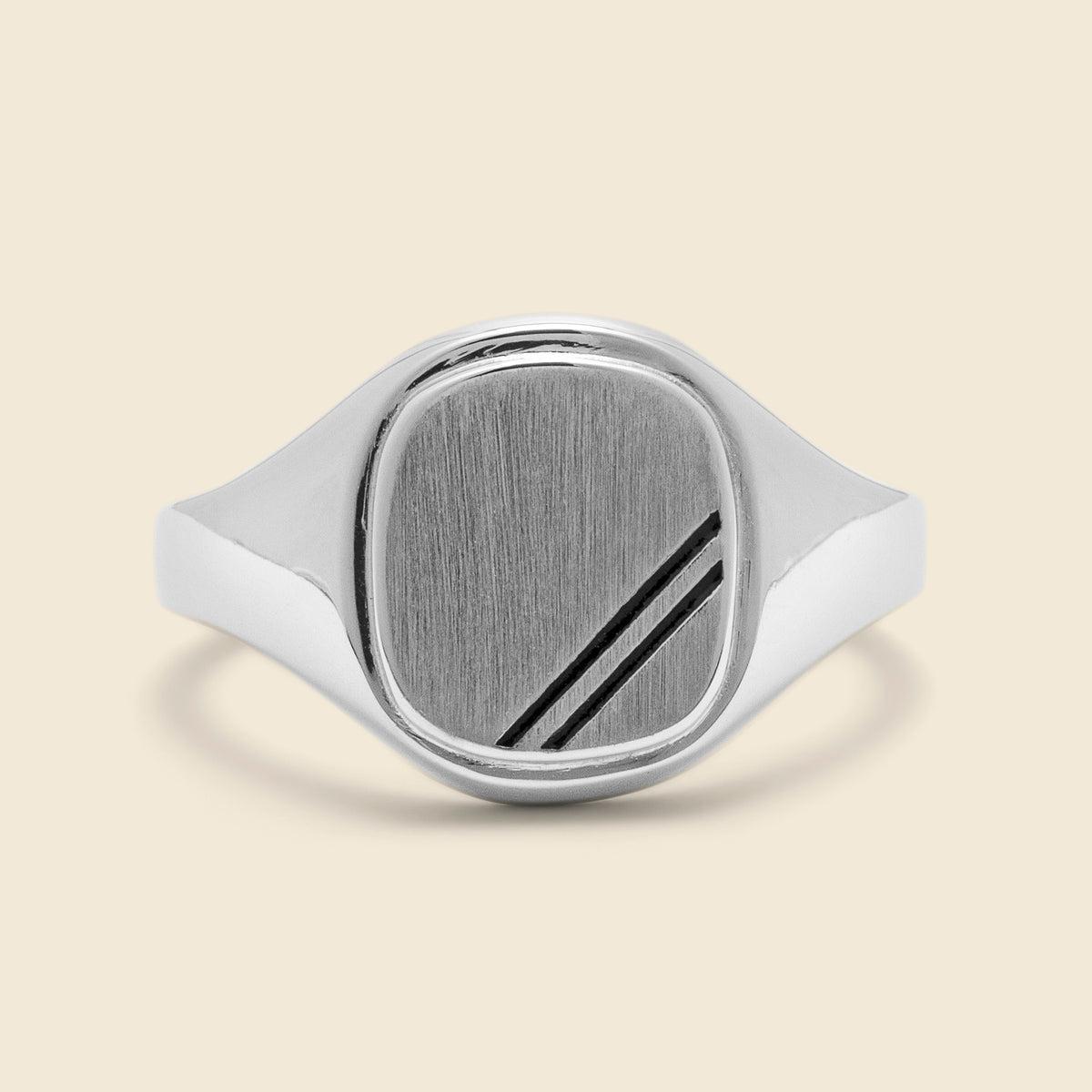 Square Step Ring - Black Enamel/Sterling Silver Product Image