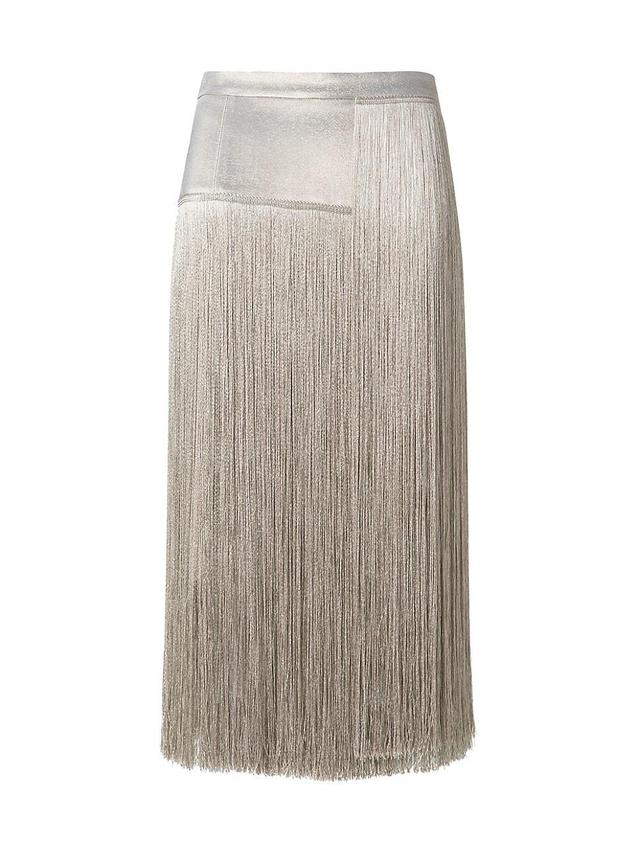 Womens Silk Crepe Fringe Skirt Product Image