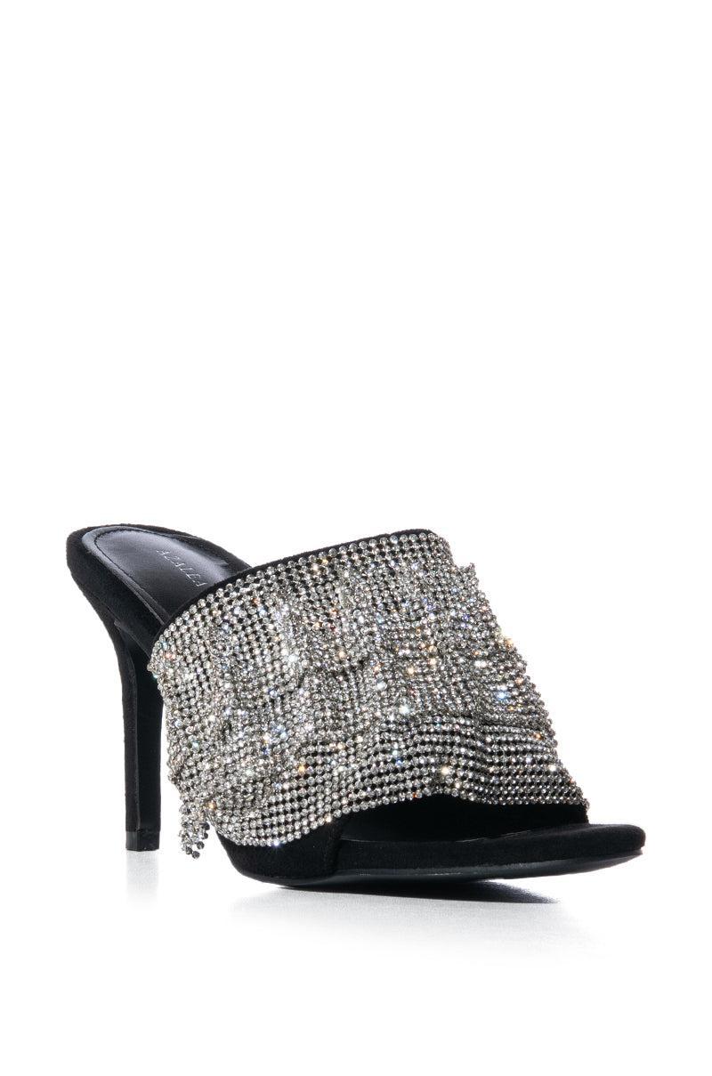 AZALEA WANG LAUDED RHINESTONE STILETTO SANDAL IN BLACK Product Image