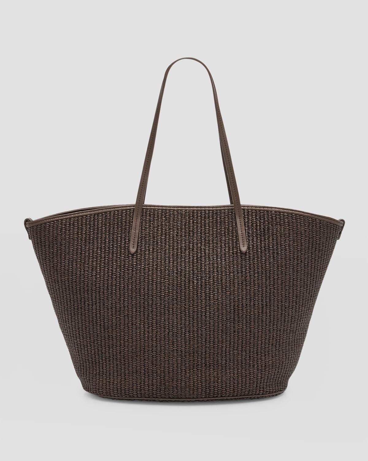 Womens Techno Cotton Raffia Shopper Bag with Monili Product Image