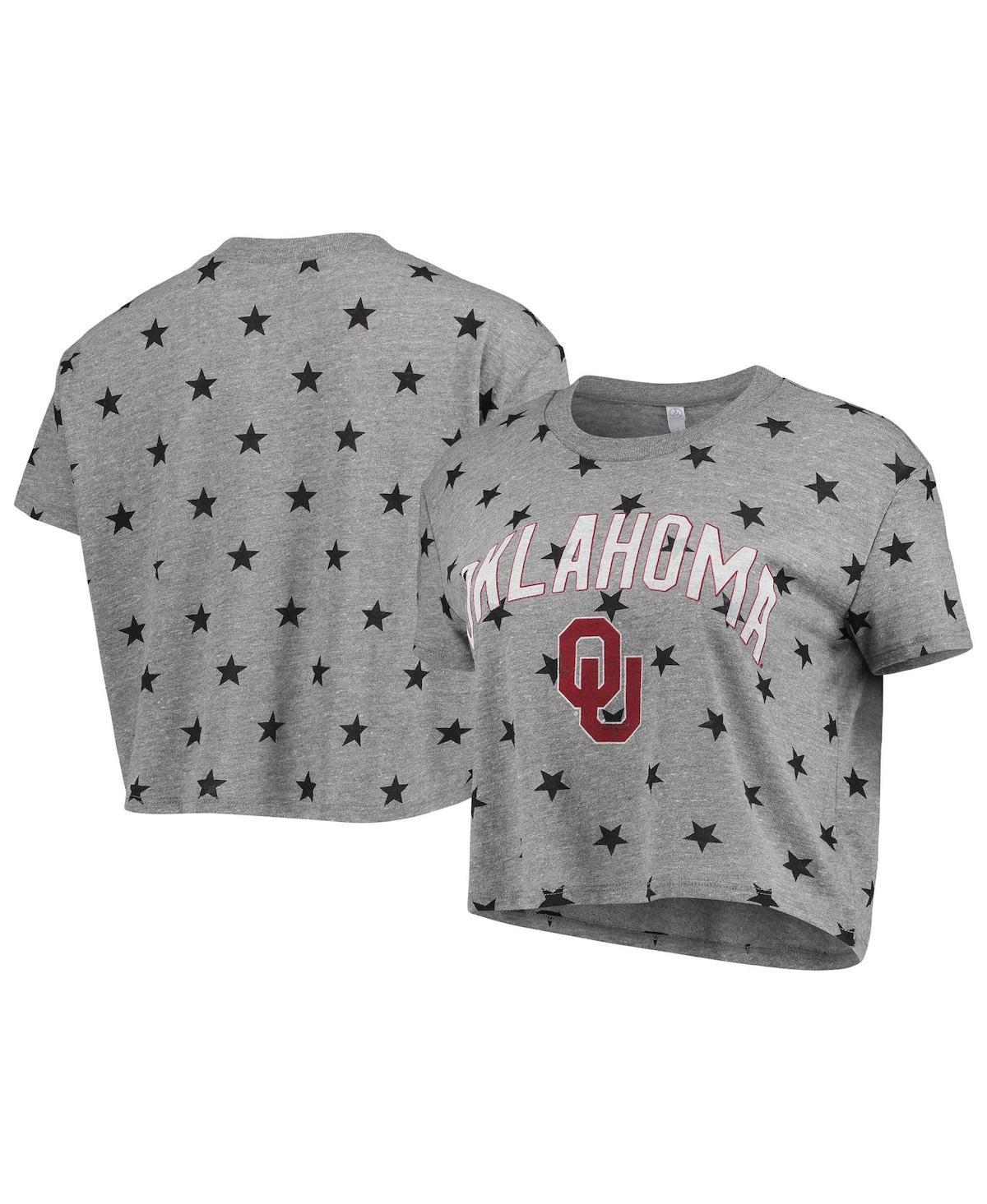 Womens Alternative Apparel Heathered Gray Oklahoma Sooners Headliner Stars Cropped Tri-Blend T-shirt Product Image