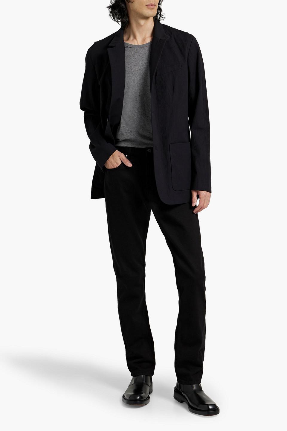 Linden Cotton-blend Seersucker Blazer In Black Product Image